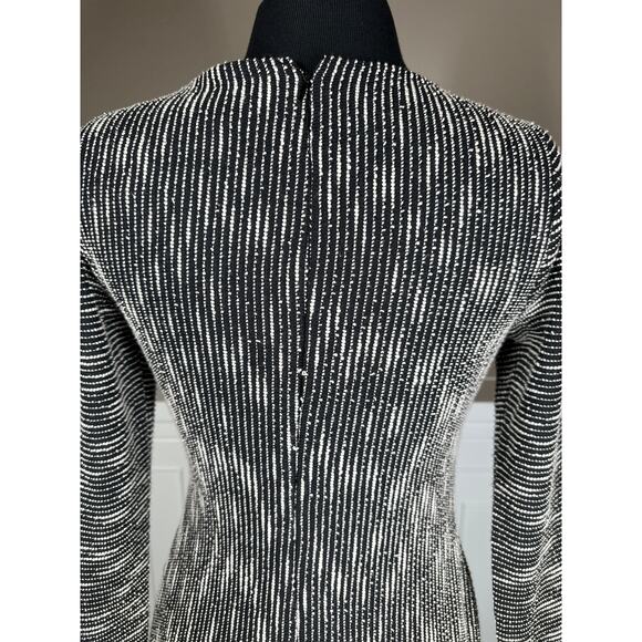 Banana Republic Black White Tweed Striped Sheath Long Sleeve Cocktail Dress Sz 0 - Picture 8 of 15